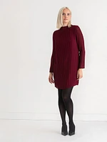 Mock Neck Box Pleat Dress