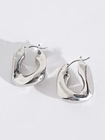 Silver Chunky Huggie Earrings