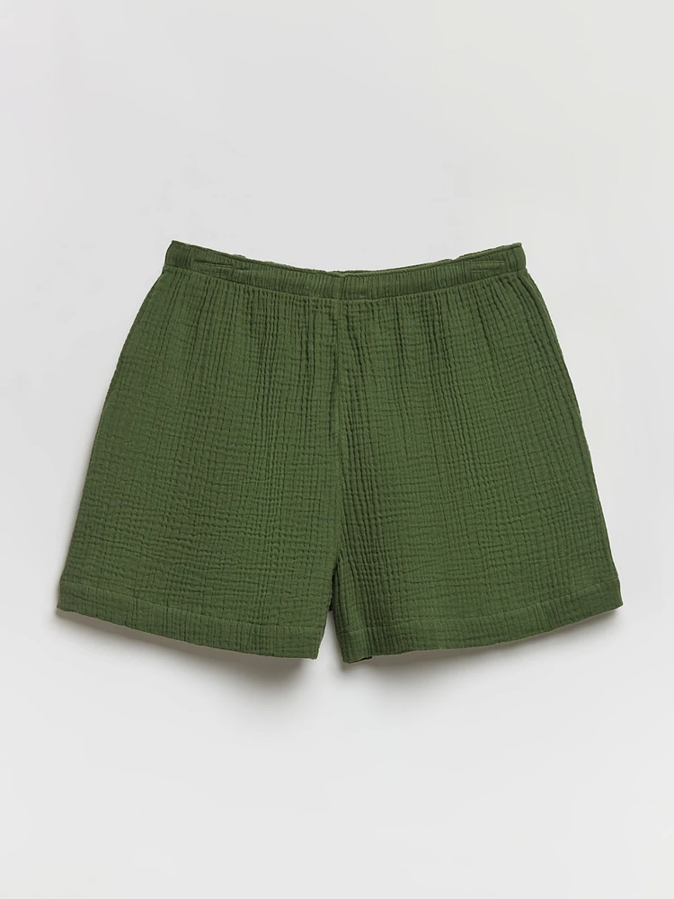 Crinkle Cotton Shorts