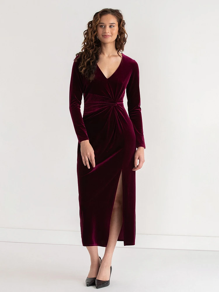 Velvet Drape Waist Dress