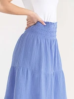 Tiered Crinkle Cotton Skirt