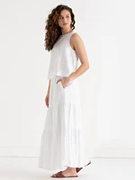 Tiered Linen Maxi Skirt