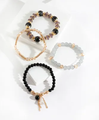 Crystal Beaded Bracelet 4-Pack