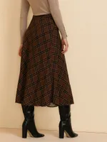 Midi Circle Skirt Printed Plaid