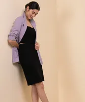 Textured Mid-Length Open Blazer