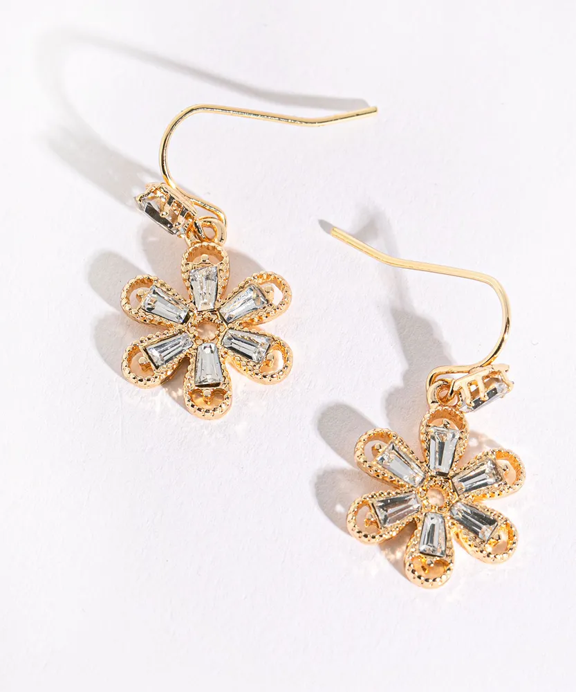 Bejewelled Flower Drop Earring