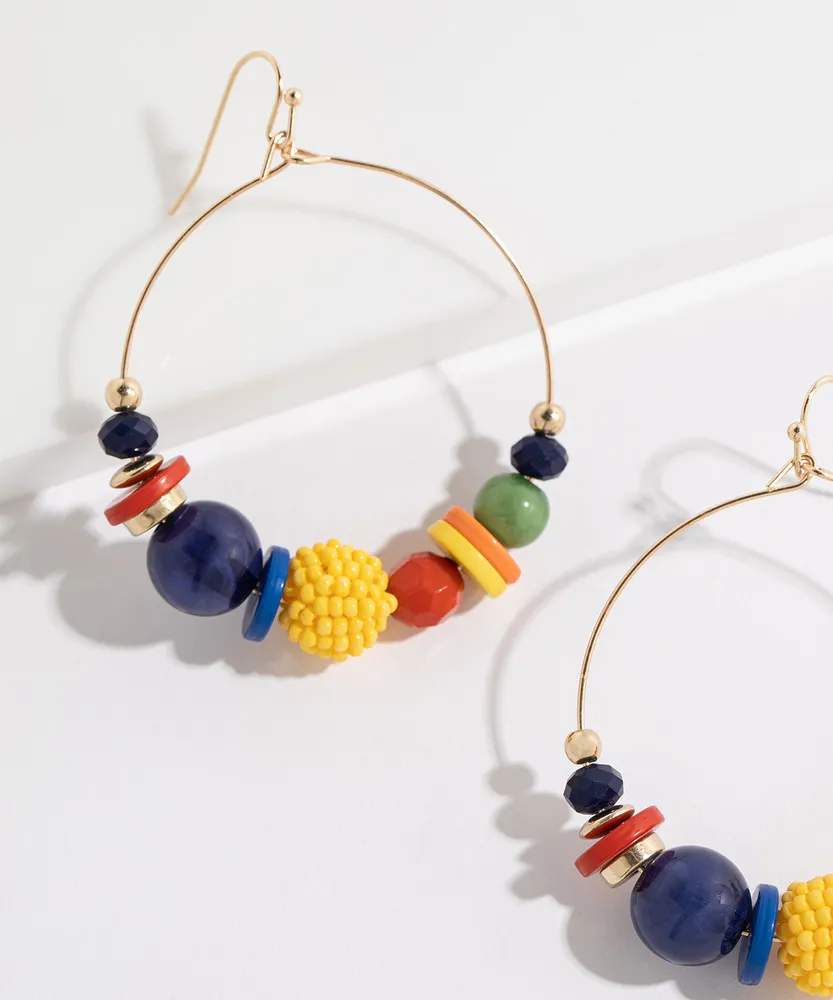 Large Beaded Hoop Earring