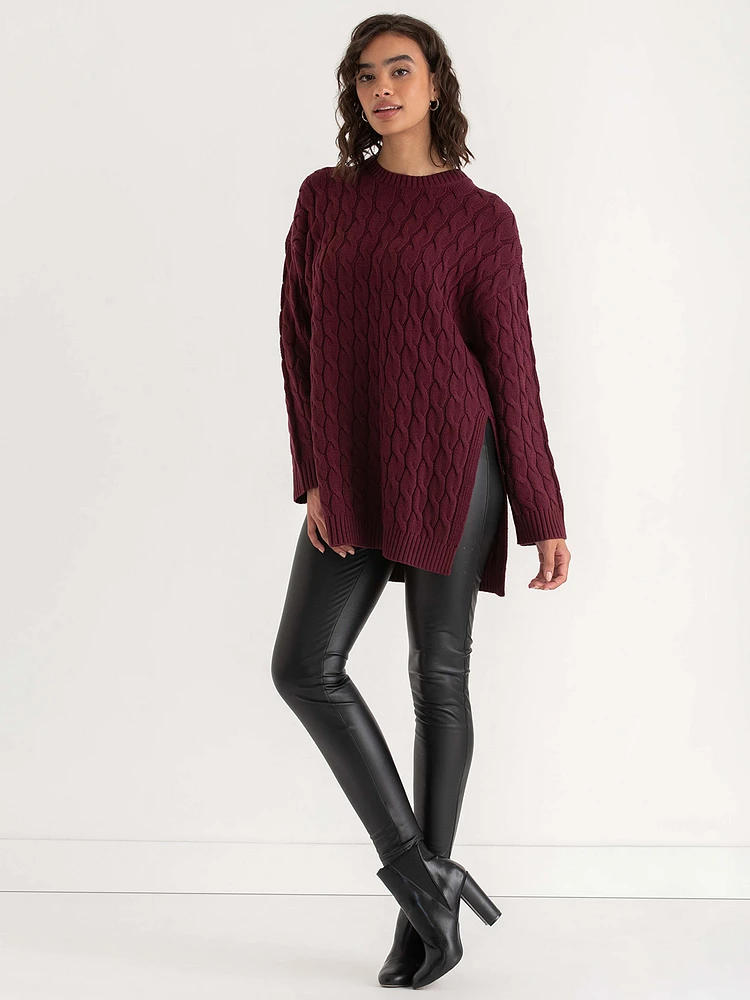 Cable Knit Tunic Sweater