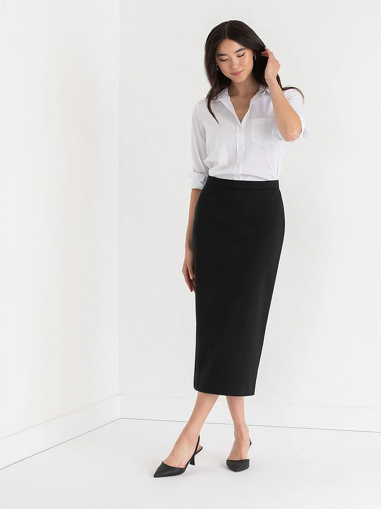 Midi Pencil Skirt Luxe Ponte