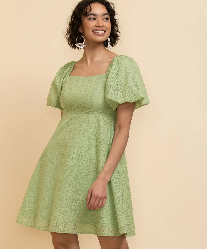 Puff Sleeve with Tie-Back Dress