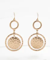 Hammered Metal Drop Earrings with Circle Pendants