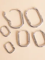 Trio Pack Silver Squoval Hoop Earrings