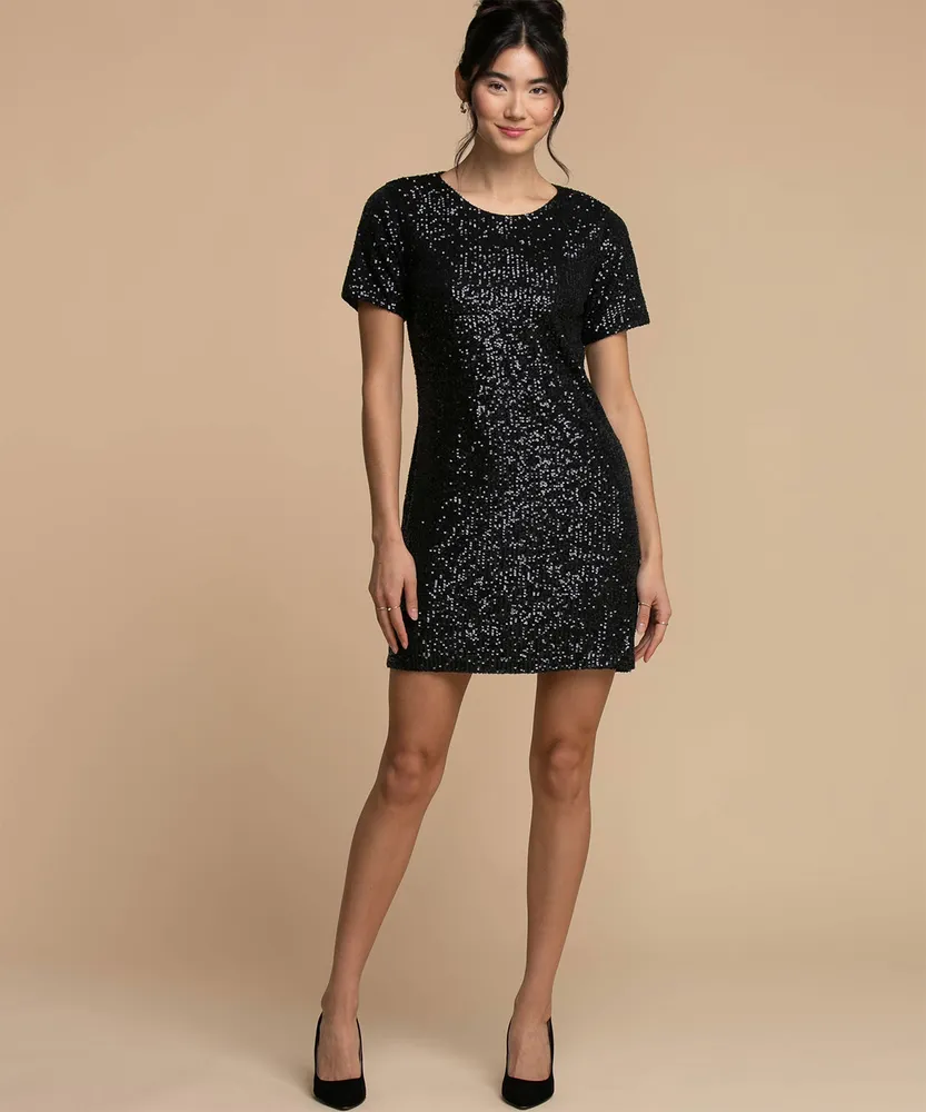 Short Sleeve Sequin Dress