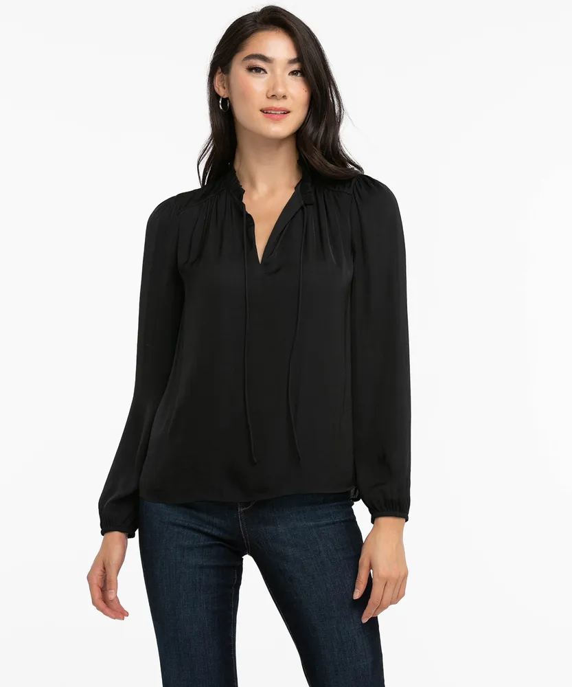 Long Sleeve Tie Neck Blouse