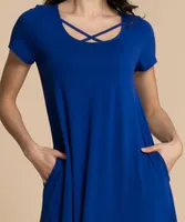 Short Sleeve Dress With Criss-Cross Neck