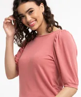 Puff Sleeve Scoop Neck Top