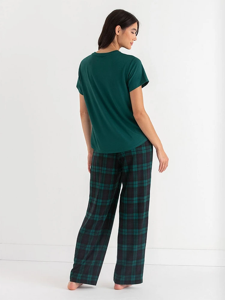 T-Shirt and Print Pants Pajama Set