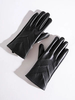 Chevron Faux Leather Gloves