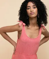Cupio Sleeveless Tiered Tie Shoulder Midi Dress