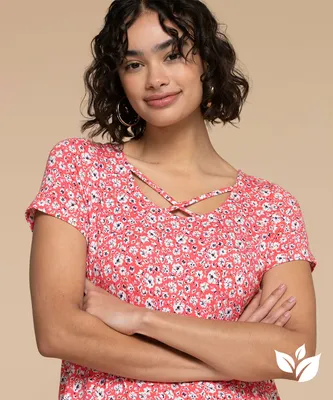 Short Sleeve Dress With Criss-Cross Neck