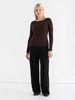 Ribbed Boat Neck Sweater