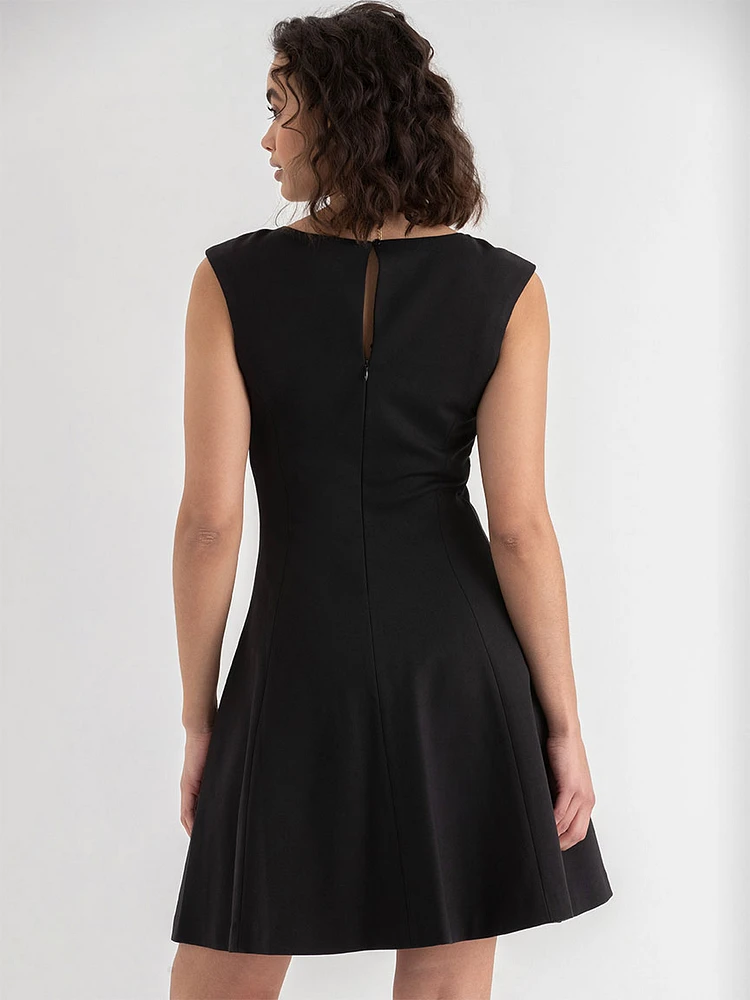 Luxe Ponte Square Neck Fit & Flare Dress