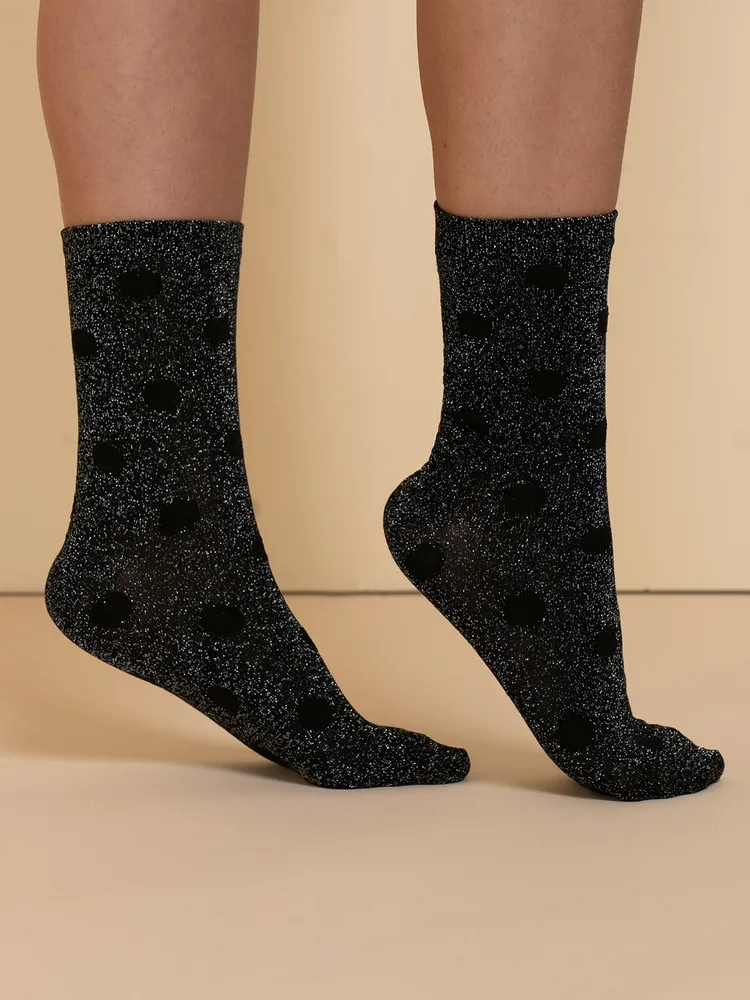 Crew Socks with Dots and Silver Shimmer