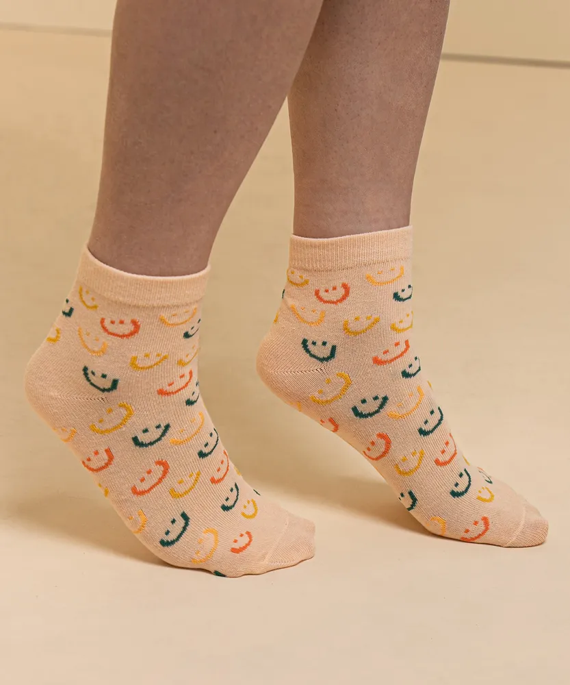 Smiley Face Print Sock