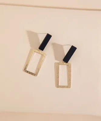 Drop Down Metal Square Earrings