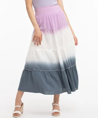 Dip-Dye Tiered Maxi Skirt
