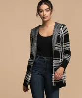 Guilty Jacquard Plaid Hooded Coatigan