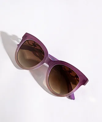Round Purple Ombre Framed Sunglasses