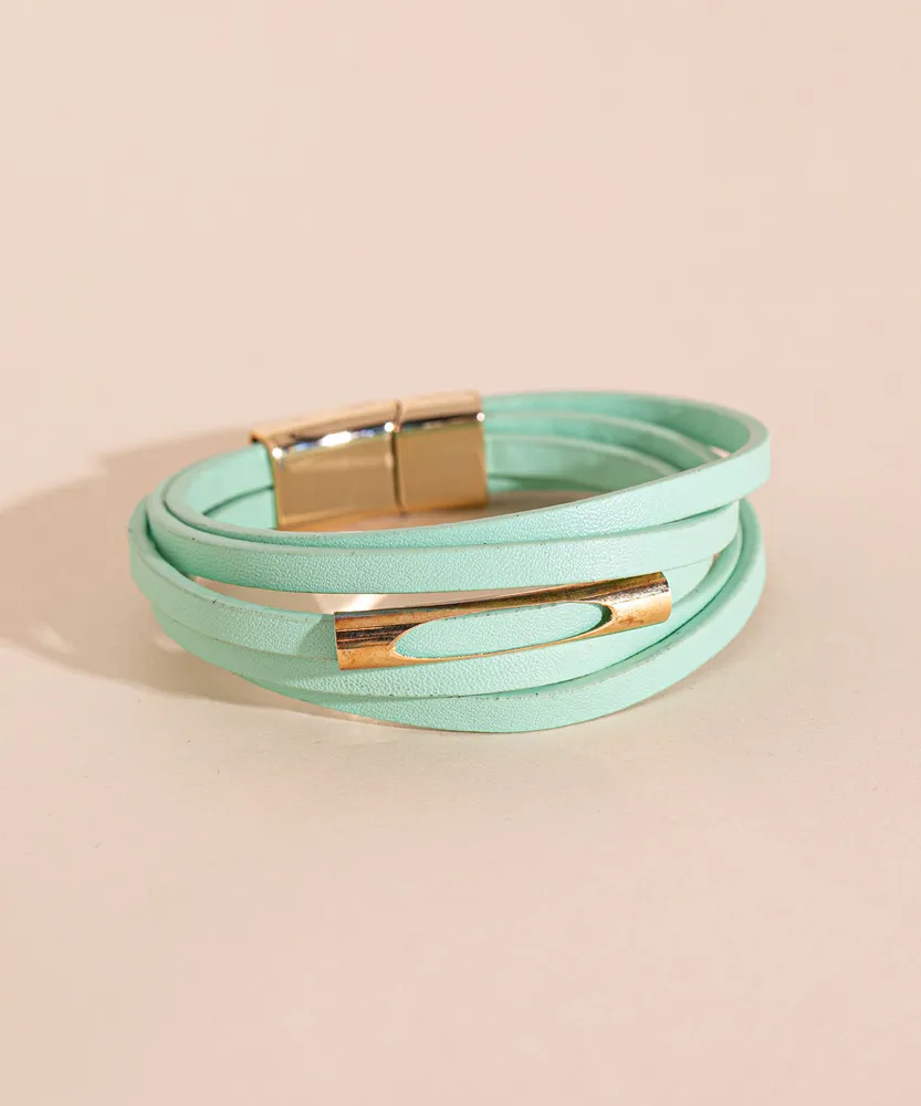 Green Snap Bracelet with Gold Post