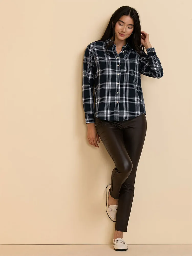 Classic Fit Long Sleeve Plaid Shirt