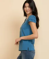 Tulip Sleeve Top with Eyelet Detail