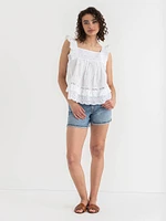 Cotton Ruffle Tank Blouse