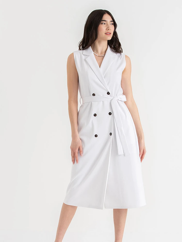 Sleeveless Blazer Dress Ponte Twill