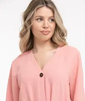 V-Neck Tie Waist Tunic Blouse