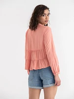 Tiered Linen Blouse