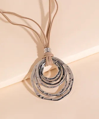 Long Necklace with Metal Pendant