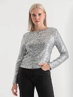 Sequin Crew Neck Top