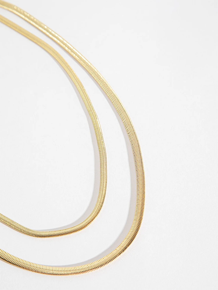 Layered Snake Chain Necklace in Gold