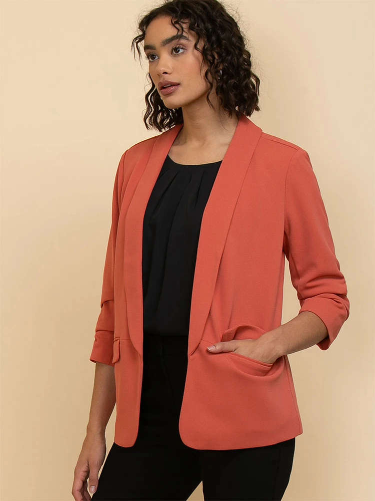 Open Front Shawl Collar Blazer