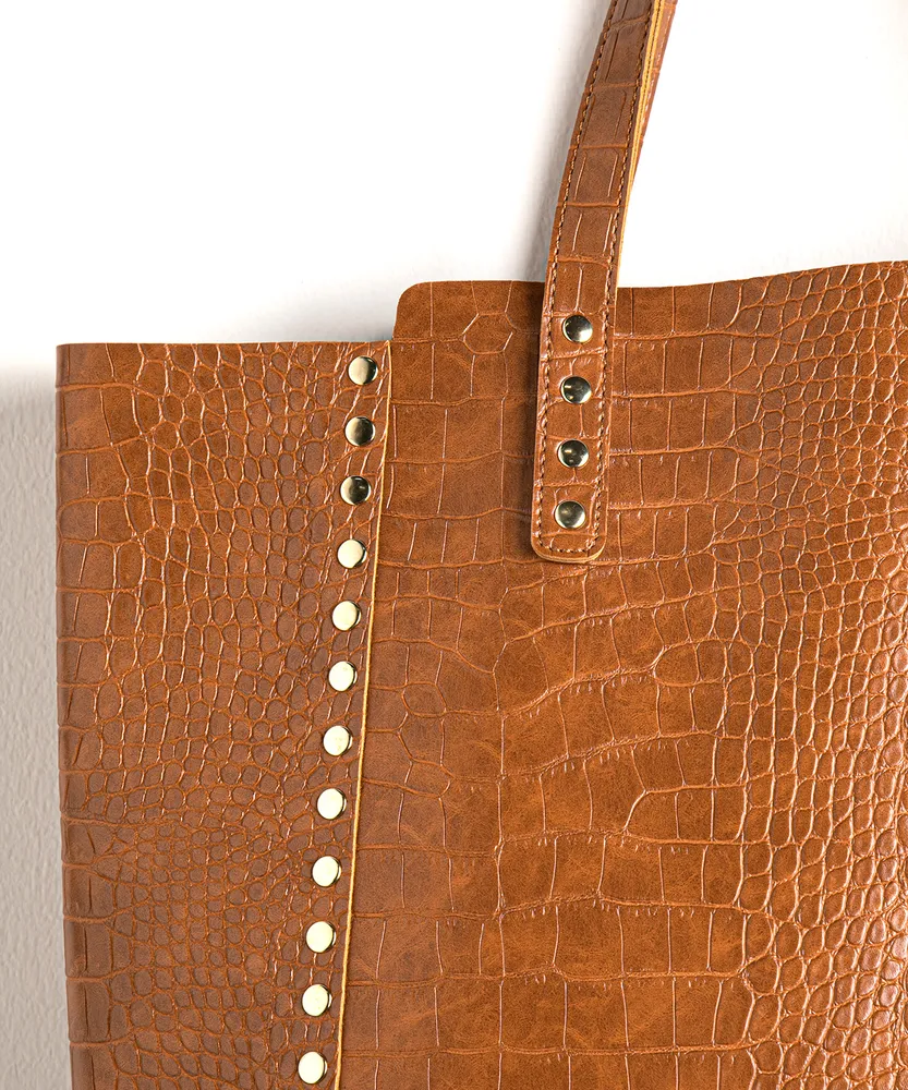 Gold Stud Croc Tote