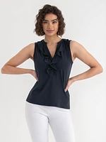 Sleeveless Ruffle Henley Top