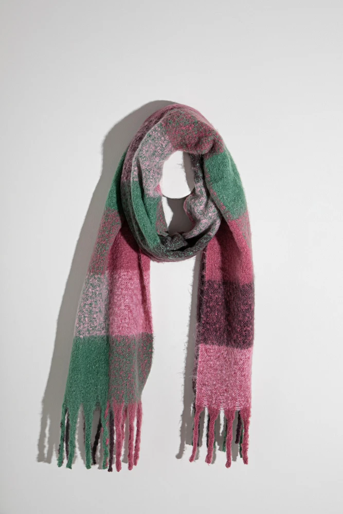 Cozy Pink Plaid Scarf