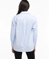 Blue Oversized Long Sleeve Collared Shirt