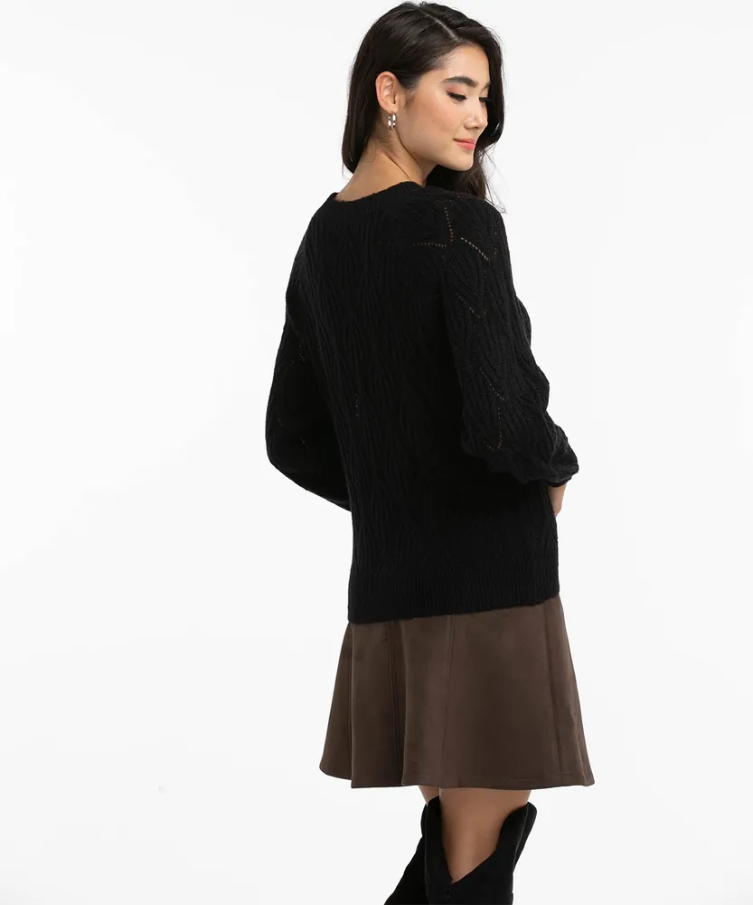 Pointelle Boat Neck Sweater