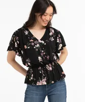 Flutter Sleeve Peplum Top