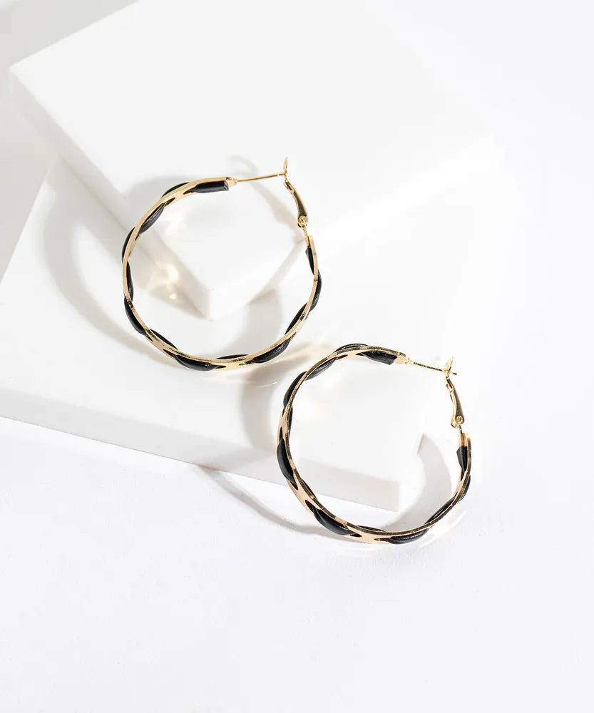 Leather Detail Hoop Earring